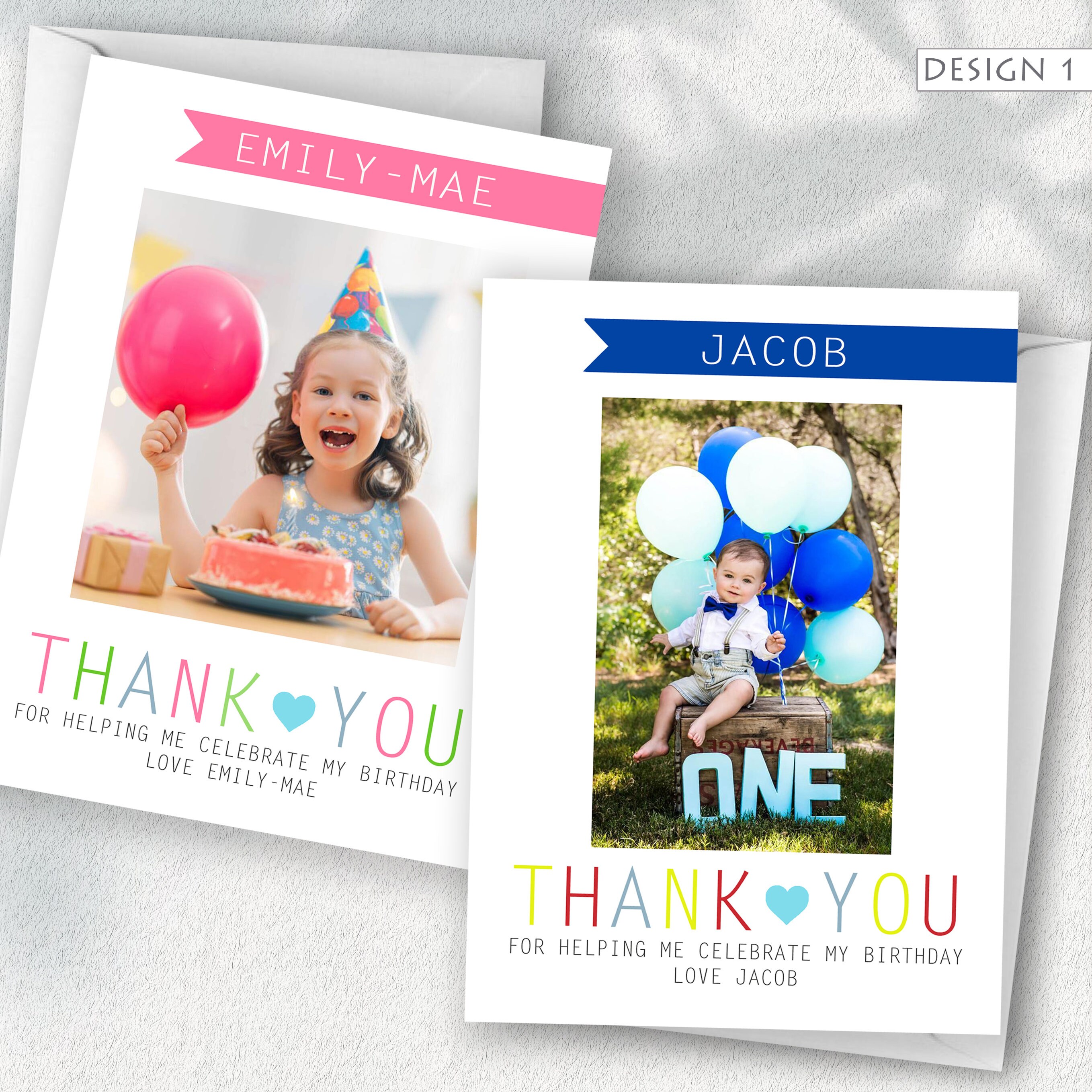 10 Tarjetas De Agradecimiento Personalizables Con Foto Floral Vintage - Para Niño O Niña (Personal Moments)