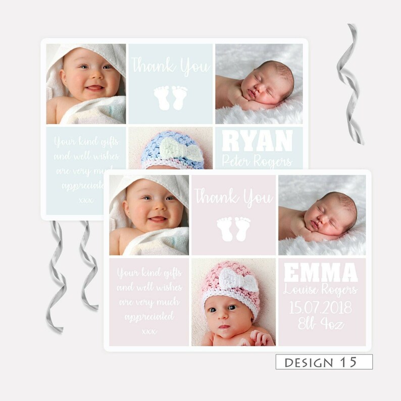 Birth Announcement Thank You Cards Baby Thank You Card With Etsy UK