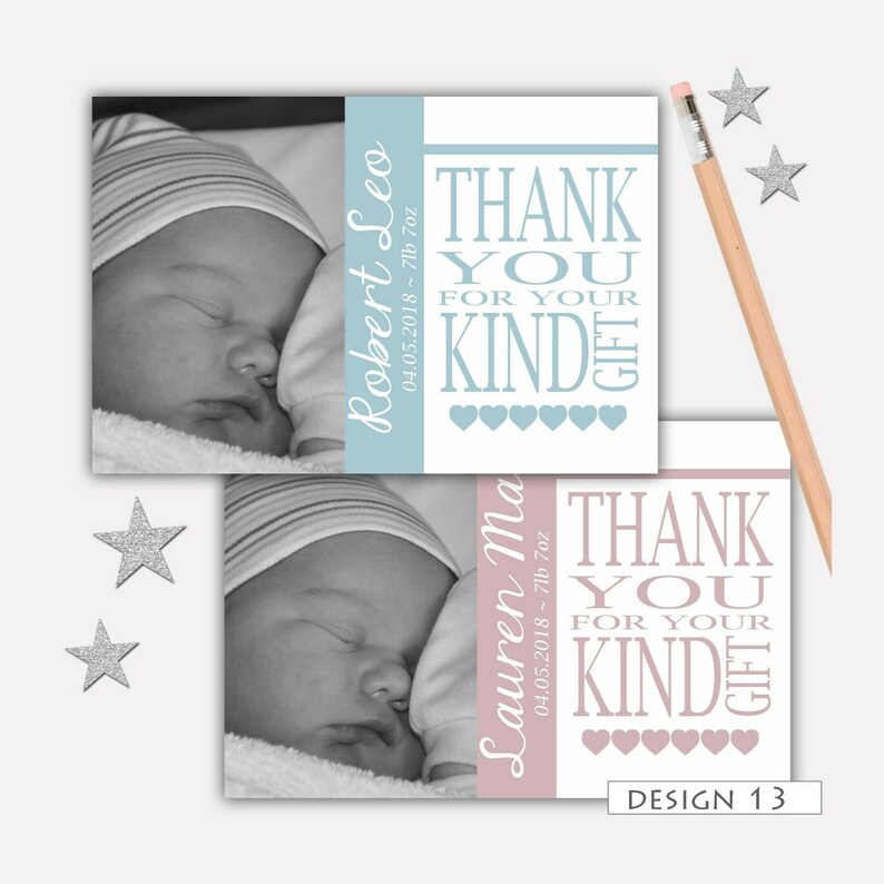 Birth Announcement Thank You Cards Baby Thank You Card With Etsy UK