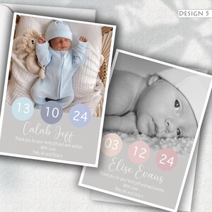 Tarjetas de agradecimiento personalizadas para bebés / Tarjetas de anuncio de nacimiento para niño o niña / Notas de agradecimiento personalizadas para bebés