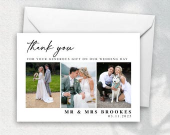 Wedding Photo Thank You Cards, Personalised Printed Thank You Cards for Guests, Elegant Wedding Stationery