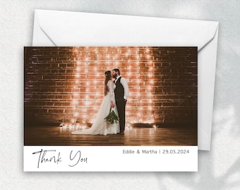 Carte de remerciement de mariage avec photo, carte de remerciement, cartes de remerciement personnalisées, remerciement simple, cartes de remerciement personnalisées