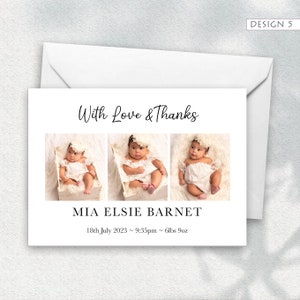 Simple Personalised New Baby Thank You Cards, Photo Birth Announcement 5