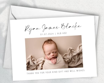 Cartes de remerciement pour bébé avec photo, faire-part de naissance, lot de cartes pour nouveau-né, cartes avec photo