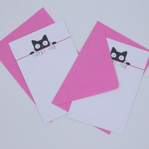 15 Personalised Cat Notecards Writing Set | Personalized Note Cards | Custom Notelets | Kids Gift | Stationery