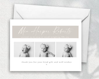 Cartes de remerciement neutres pour bébé, carte de remerciement avec photo, cartes de remerciement personnalisées, faire-part de bébé