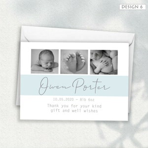 Tarjetas de agradecimiento personalizadas con foto para bebé: tarjetas de agradecimiento personalizadas, anuncio de nacimiento de niño, paquete de tarjetas para bebé