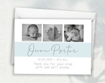 Baby Thank You Card With Photo, Personalised Thank You Cards, Baby Thank You Card Pack, New Baby Card, Birth Announcement, Childrens Thanks