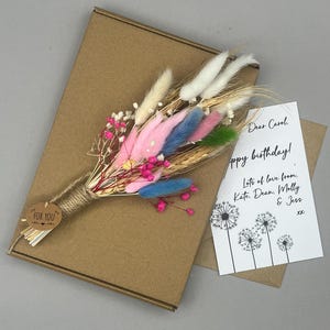 Bouquet de fleurs séchées, boîte aux lettres, cadeau pour enseignant, cadeau d'anniversaire, cadeau Une pensée pour vous