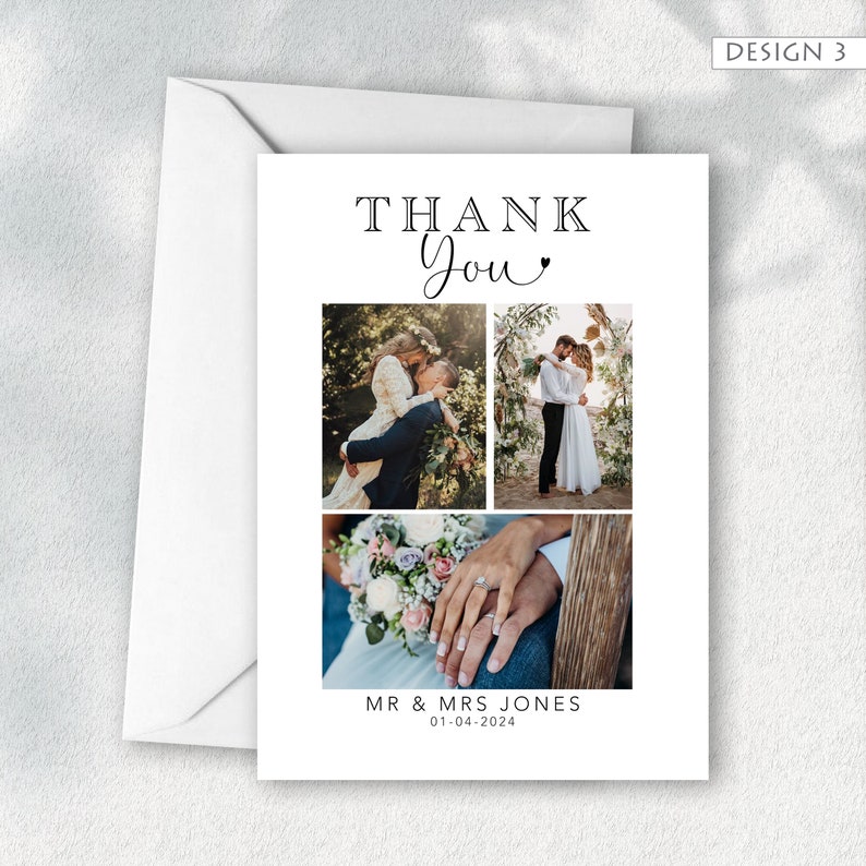 Foto-Hochzeits-Dankeskarte mit Foto, Dankes-Fotokarte, personalisierte Dankeskarten, einfaches Dankeschön Bild 2