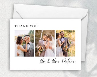 Bruiloft bedankkaart met foto, bedankkaart met foto, gepersonaliseerde bedankkaarten, eenvoudig bedankje