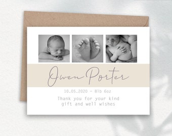 Carte de remerciement avec photo, cartes de remerciement personnalisées, faire-part de naissance, lot de cartes de remerciement pour bébé, carte de nouveau-né, merci