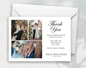 Tarjetas de agradecimiento de boda, tarjeta fotográfica de agradecimiento, tarjetas de agradecimiento personalizadas, tarjetas de agradecimiento personalizadas, impresas