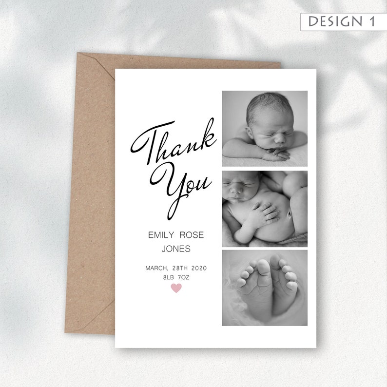 Thank You Card With Photo, Personalised Thank You Cards, Birth Announcement, Baby Thank You Card Pack, New Baby Card, Thankyou 1