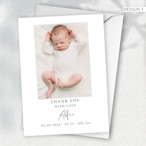 Tarjetas de agradecimiento personalizadas para bebé recién nacido, anuncio de nacimiento