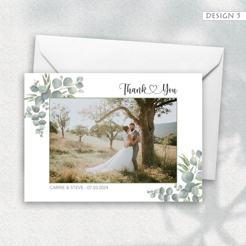 Foto-Hochzeits-Dankeskarte mit Foto, Dankes-Fotokarte, personalisierte Dankeskarten, einfaches Dankeschön Bild 5