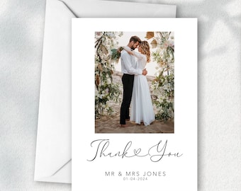 Photo Thank You Cards, Wedding Thank You Card with Photo, Thank You Photo Card, Personalised Thank You Cards, Simple Thank You