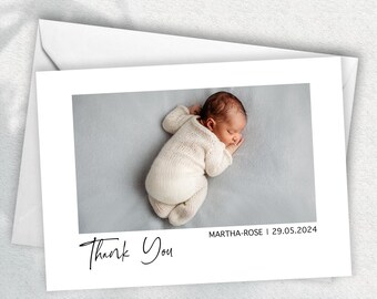 Cartes de remerciement personnalisées pour nouveau-né Cartes de remerciement photo d'anniversaire avec photo Cartes de remerciement personnalisées avec faire-part de bébé