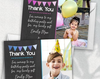 Cartes de remerciement pour anniversaire d'enfant, carte de remerciement pour enfants avec photo, cartes de remerciement photo