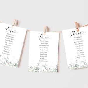 Carte per il piano dei tavoli per matrimoni, schema dei posti a sedere in eucalipto