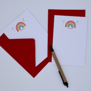 Set von 15 Personalisierte Regenbogen Notecards Schreibkarten | Personalisierte Grußkarten | Individuelle Notizzettel