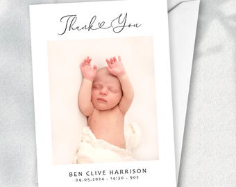 Cartes de remerciement bébé, carte de remerciement avec photo, cartes de remerciement personnalisées, faire-part de naissance, lot de cartes de remerciement de bébé, carte de nouveau-né