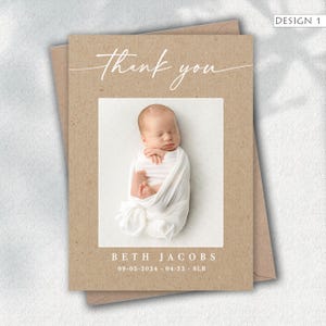 Tarjetas de agradecimiento vintage personalizadas para bebé con foto – Paquete de tarjetas para anunciar el nacimiento – Notas de agradecimiento personalizadas para el nacimiento