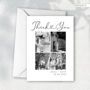 Cartões de agradecimento | Cartão de agradecimento de casamento com foto | Cartão de agradecimento com foto | Cartões de agradecimento personalizados