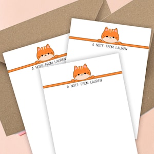Cartões de agradecimento personalizados para crianças – Conjunto de cartões de gato para meninas e meninos | Papelaria infantil personalizada | Cartões de agradecimento de aniversário