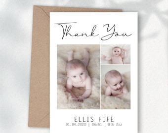 Photo Thank You Cards, Personalised Thank You Cards, Birth Announcement,  Baby Thank You Card Pack, New Baby Card, Thankyou