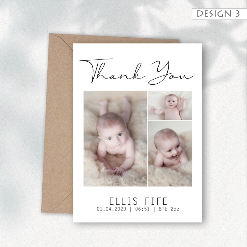 Thank You Card With Photo, Personalised Thank You Cards, Birth Announcement, Baby Thank You Card Pack, New Baby Card, Thankyou 3