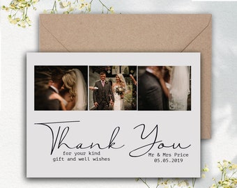 Foto bruiloft bedankkaart met foto | Gepersonaliseerde bruiloft bedankkaarten | Bruiloft dank u ansichtkaart met enveloppen