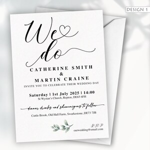 Einfache Hochzeitseinladungen | Tag & Abend Hochzeit lädt ein | Minimalistisches Hochzeitspapeterie | Personalisiertes gedrucktes Einladungsset