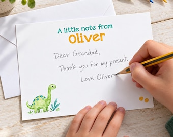 Personalised Boys' Notecards with Envelopes, 12 or 24, Children's Thank You Cards, Custom Stationery, Letter Writing Set, Birthday Gift Set