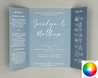 Wedding Invitation, Gatefold Wedding Invite, Wedding Invitations Folded, Gate Fold Wedding Invitation Powder Blue