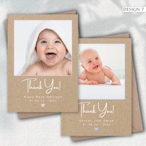 Personalised Vintage New Baby Thank You and Birth Announcement Cards – Girl or Boy
