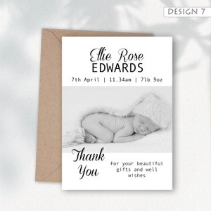 Thank You Card With Photo, Personalised Thank You Cards, Birth Announcement, Baby Thank You Card Pack, New Baby Card, Thankyou 7