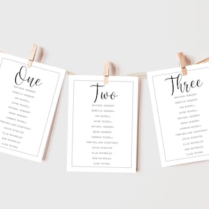 Klassische Script Hochzeitstischplan Karten, Individuelle Bankett Sitzplan Karten, Hochzeit Frühstück Sitzplan
