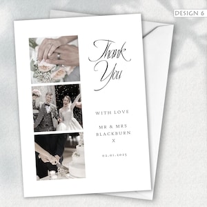 Biglietti di ringraziamento personalizzati per matrimonio con foto / Design multifoto piegato / Semplici biglietti di ringraziamento personalizzati per matrimonio