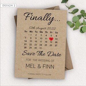Tarjetas de reserva de fecha para bodas: estilo calendario marrón kraft, tarjetas y postales de reserva de fecha