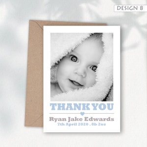 Thank You Card With Photo, Personalised Thank You Cards, Birth Announcement, Baby Thank You Card Pack, New Baby Card, Thankyou 8