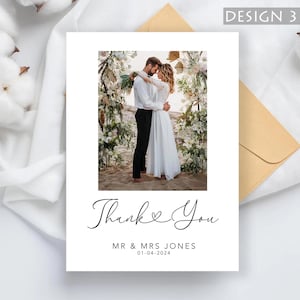 Tarjetas de agradecimiento con foto personalizadas / Notas de agradecimiento personalizadas para bodas y nacimientos con sobres