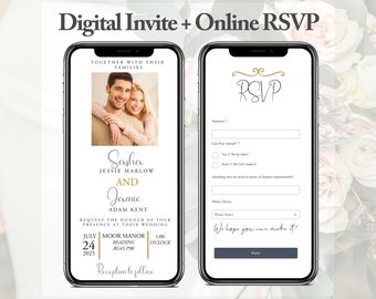 Faire-part de mariage numérique | RSVP en ligne | Mini site Web | Moderne | Faire-part mobile électronique personnalisé | Invitation photo