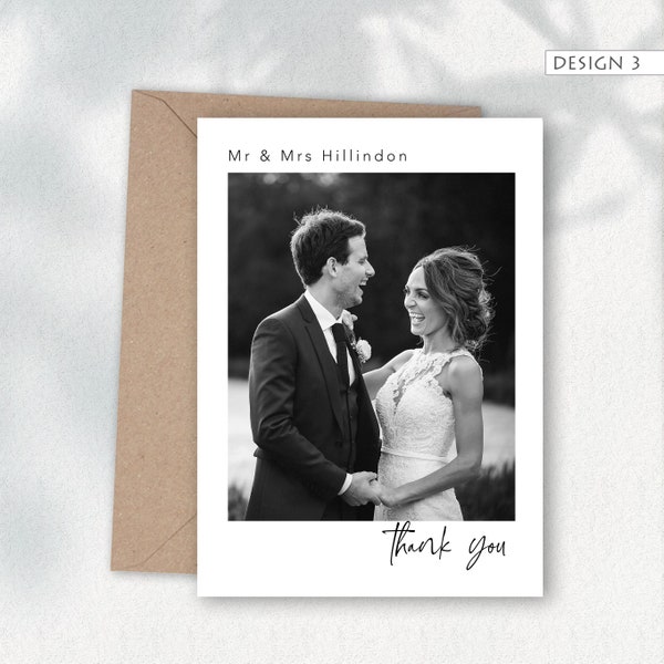 Photo Thank You Cards, Wedding Thank You Card with Photo, Thank You Photo Card, Personalised Thank You Cards, Simple Thank You