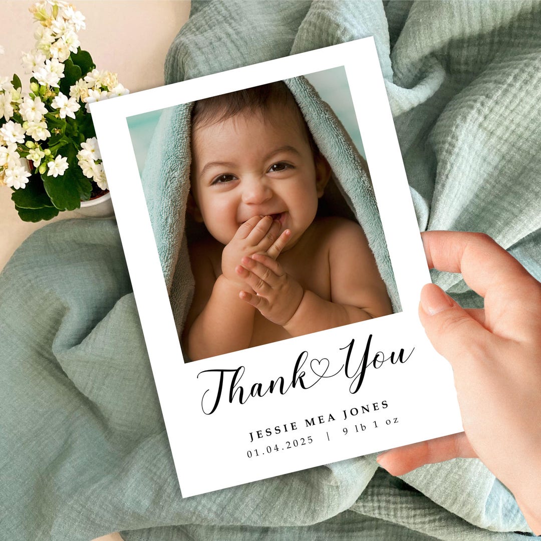 Personalised Baby Thank You Card With Photo Custom Newborn Card — free download