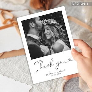 Personalisierte Karten | Danksagungskarten | Schlichte Hochzeit | Danksagungskarten mit Foto