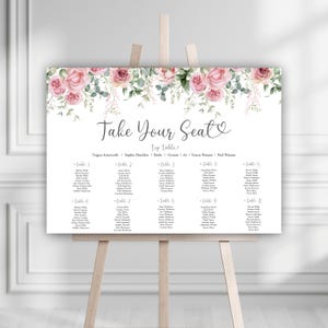 Eucalyptus & Rose Wedding Seating Chart: Elegant Reception Table Plan