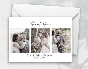 Tarjetas de agradecimiento, Tarjeta de agradecimiento de boda con foto, Tarjeta fotográfica de agradecimiento, Tarjetas de agradecimiento personalizadas, Gracias simples