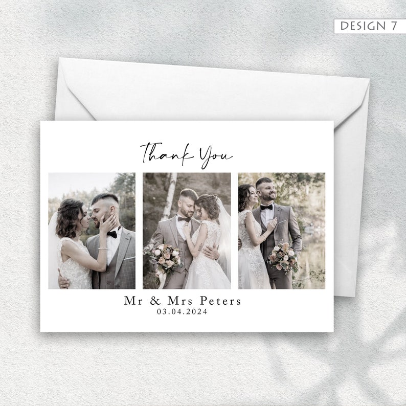Foto-Hochzeits-Dankeskarte mit Foto, Dankes-Fotokarte, personalisierte Dankeskarten, einfaches Dankeschön Bild 7