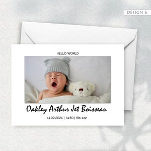 Simple Personalised New Baby Thank You Cards, Photo Birth Announcement image 7